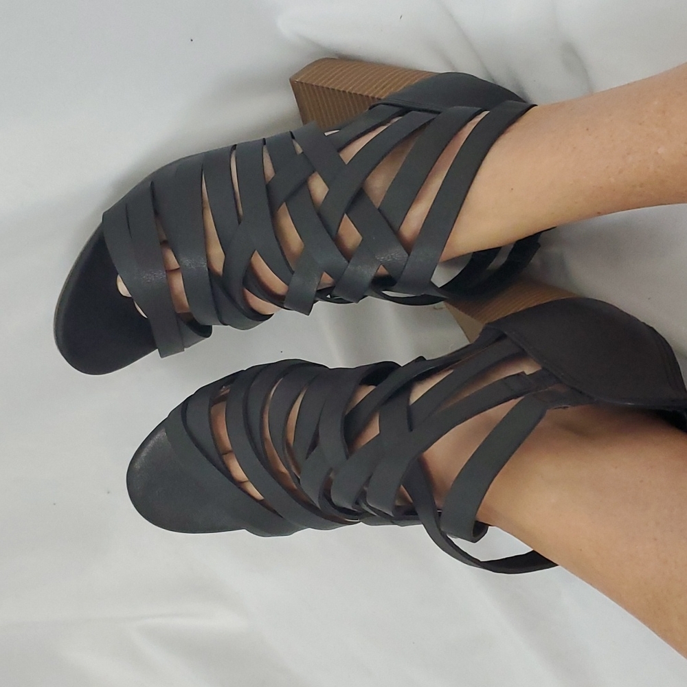 Maurices women's black strappy heels